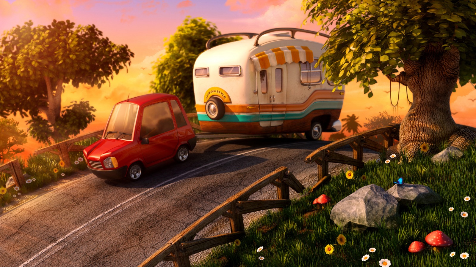 caravan auto bergafwaards